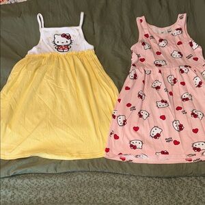 Hello Kitty Yellow and Pink Kids Dresses